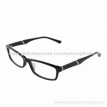 Acetate Thin Black Optical Frame with Italy Material for Men, Demo Lens